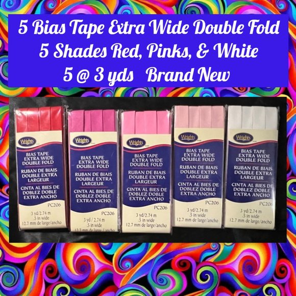 5 Bias Tape Extra Wide Double Fold - Picture 1 of 5